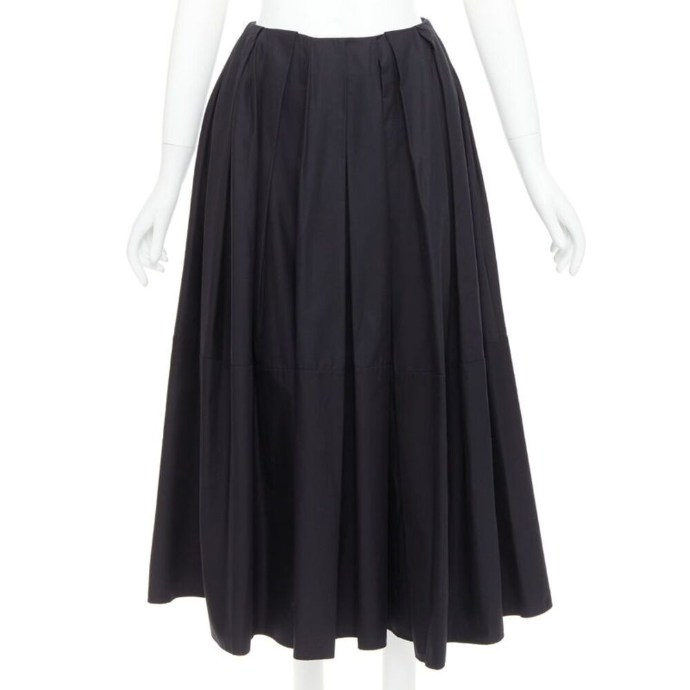 Khaite Cotton Pleated Tea Length Skirt